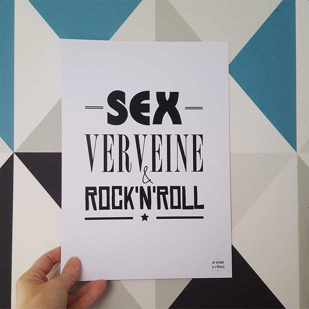 affiche sex verveine & rock'n'roll par de carton et d'étoiles