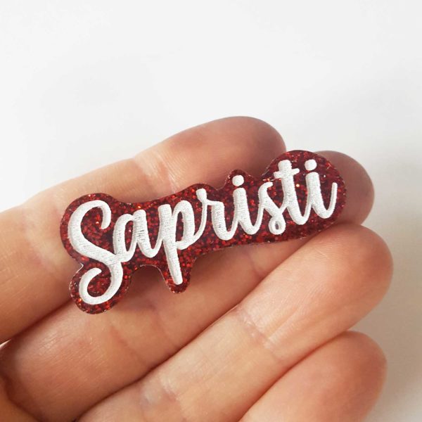 broche sapristi artisanal fait main par de carton et d'étoiles