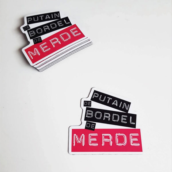 magnet putain de border de merde par de carton et d'étoiles