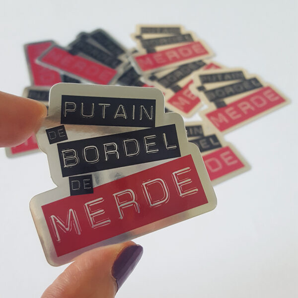 sticker putain de bordel de merde par de carton et d'étoiles accessoire